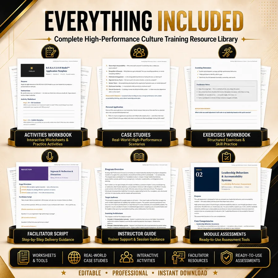 Everything included — complete high-performance culture training resource library