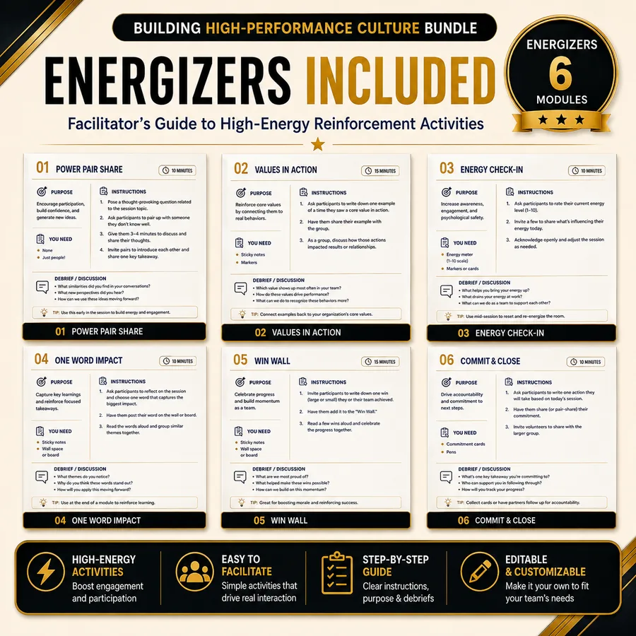 Facilitator guide — high-energy training energizer activities